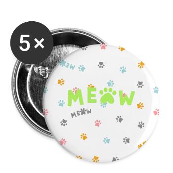 Meow color paws pattern - Buttons large 2.2''/56 mm (5-pack) - white - Front