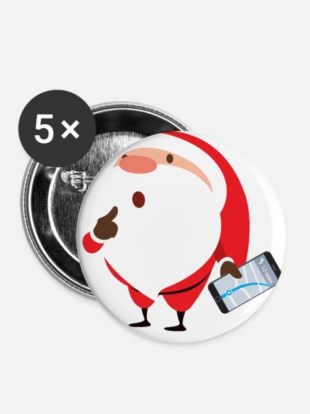 Cute Santa - Buttons groß 56 mm (5er Pack) - Weiß