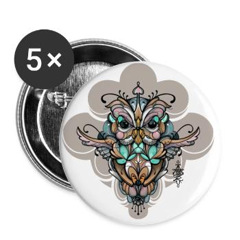 Little Owl - Buttons large 2.2''/56 mm (5-pack) - white - Front