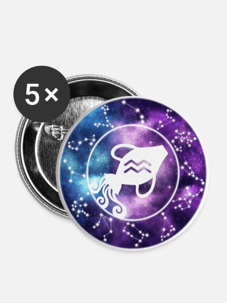 Astraler Wassermann - Buttons groß 56 mm (5er Pack) - Weiß