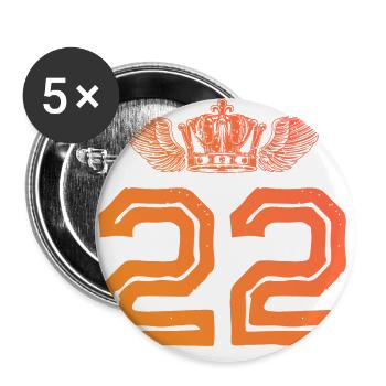 22 Couronne de numéros - Lot de 5 grands badges (56 mm) - blanc - Devant