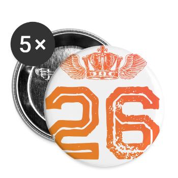 26 Zahl Krone - Buttons groß 56 mm (5er Pack) - Weiß - Vorne