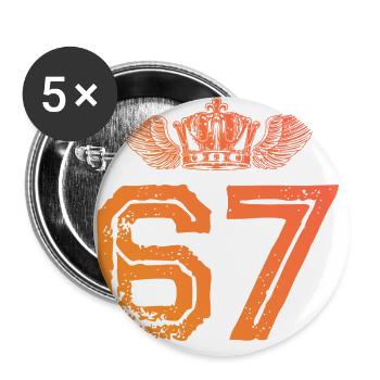 67 Zahl Krone - Buttons groß 56 mm (5er Pack) - Weiß - Vorne