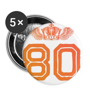 80 Zahl Krone - Buttons groß 56 mm (5er Pack) - Weiß - Vorne