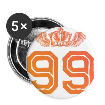 99 Couronne numérique - Lot de 5 grands badges (56 mm) - blanc - Devant