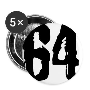 64 Zahl Trikot - Buttons groß 56 mm (5er Pack) - Weiß - Vorne
