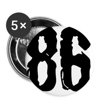 86 Zahl Trikot - Buttons groß 56 mm (5er Pack) - Weiß - Vorne