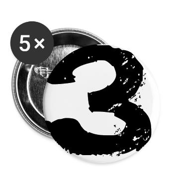 3 Zahl Trikot - Buttons groß 56 mm (5er Pack) - Weiß - Vorne