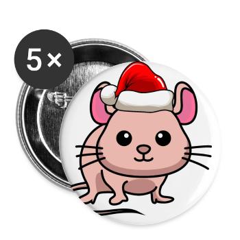 Mouse Comic Christmas - Buttons large 2.2''/56 mm (5-pack) - white - Front