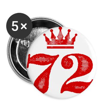 72 Zahl Krone - Buttons groß 56 mm (5er Pack) - Weiß - Vorne