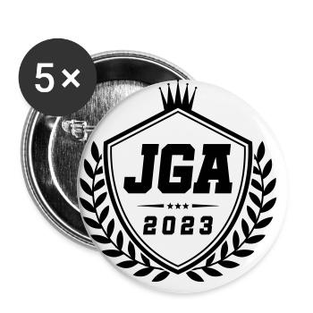 Jga 2023 Armoiries de l’enterrement de vie de garçon - Lot de 5 grands badges (56 mm) - blanc - Devant