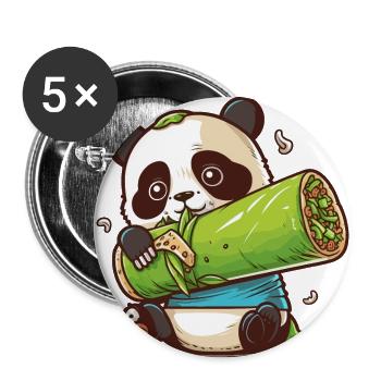 Pandas Epic Burrito Adventure - Buttons large 2.2''/56 mm (5-pack) - white - Front