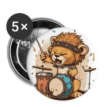 Rhythmus des Löwen - Buttons groß 56 mm (5er Pack) - Weiß - Vorne