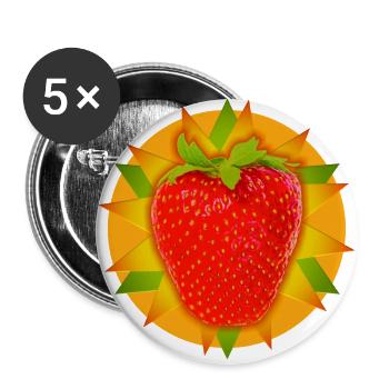 Fraise - Lot de 5 grands badges (56 mm) - blanc - Devant