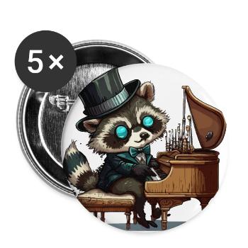 Raton laveur à bascule - Lot de 5 grands badges (56 mm) - blanc - Devant