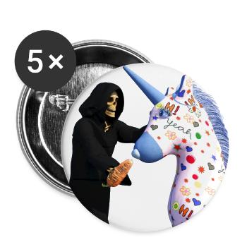 Lieben Pferde keine Karotten? - Buttons groß 56 mm (5er Pack) - Weiß - Vorne
