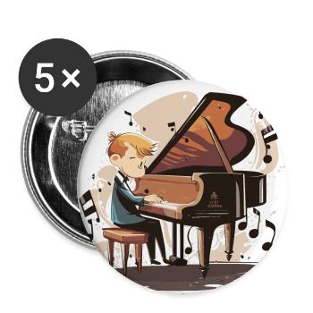 Piano Pizzazz: A Whimsical Melody - Buttons large 2.2''/56 mm (5-pack) - white - Front