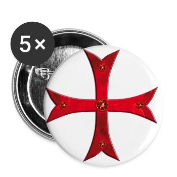 Templar cross red rubies - Buttons large 2.2''/56 mm (5-pack) - white - Front