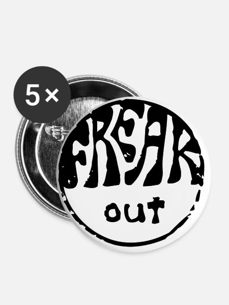 Freak out hippie stamp - Buttons large 2.2''/56 mm (5-pack) - white