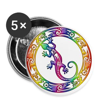 Gecko Ornament Rainbow - Buttons groß 56 mm (5er Pack) - Weiß - Vorne
