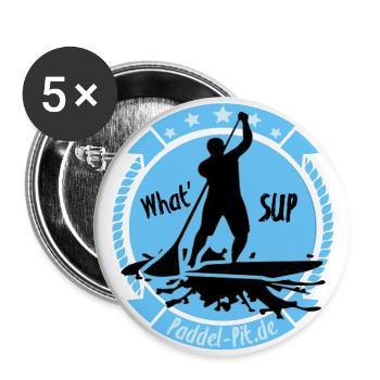 What`SUP. SUP Board Stand Up Paddling Sport - Buttons groß 56 mm (5er Pack) - Weiß - Vorne