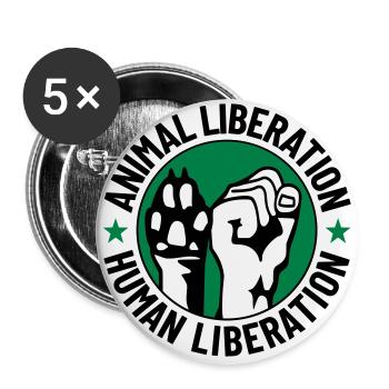 Animal Liberation Human Liberation - Buttons large 2.2''/56 mm (5-pack) - white - Front
