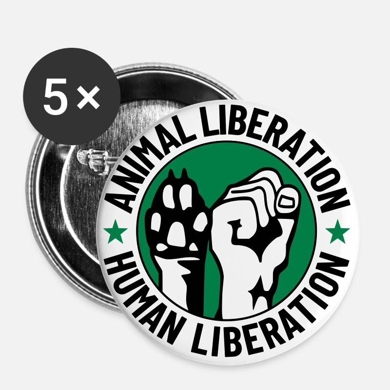 Animal Liberation Human Liberation - Buttons large 2.2''/56 mm (5-pack) - white