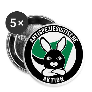 Antispeziesistische Aktion – Bunny - Buttons groß 56 mm (5er Pack) - Weiß - Vorne