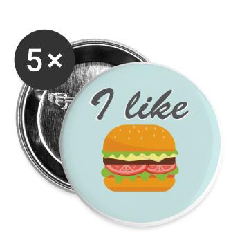 I like Burgers Diner Food - Buttons groß 56 mm (5er Pack) - Weiß - Vorne