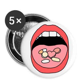 Essen Sie Pillen - Buttons groß 56 mm (5er Pack) - Weiß - Vorne