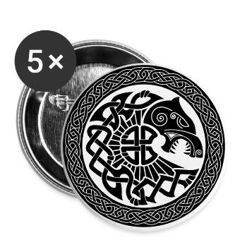 Viking fenrir loup - Lot de 5 grands badges (56 mm) - blanc - Devant