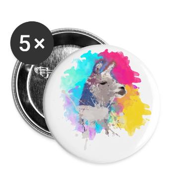 Colorful Llama - Buttons large 2.2''/56 mm (5-pack) - white - Front