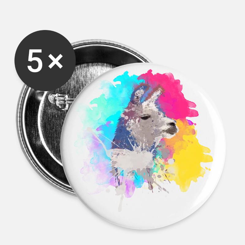 Colorful Llama - Buttons large 2.2''/56 mm (5-pack) - white