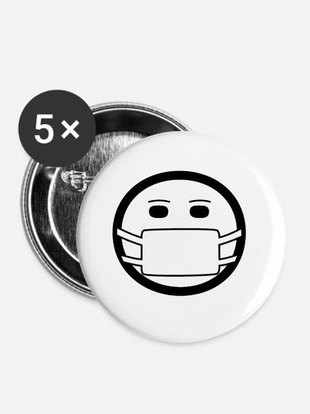 Maske und Mundschutz - Buttons groß 56 mm (5er Pack) - Weiß