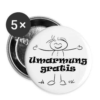 Umarmung gratis Mann - Buttons groß 56 mm (5er Pack) - Weiß - Vorne