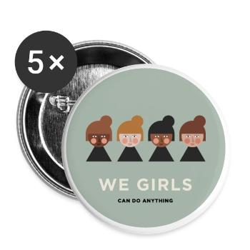 WE GIRLS CAN DO ANYTHING - Buttons groß 56 mm (5er Pack) - Weiß - Vorne