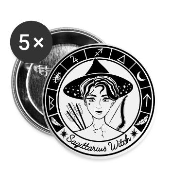 SAGITTARIUS SCHWARZ - Buttons groß 56 mm (5er Pack) - Weiß - Vorne