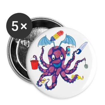 Household Octopus Octopus Octopus - Buttons large 2.2''/56 mm (5-pack) - white - Front