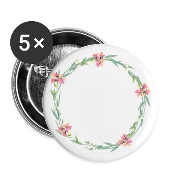 Cercle fleurs personnalisable - Lot de 5 grands badges (56 mm) - blanc - Devant