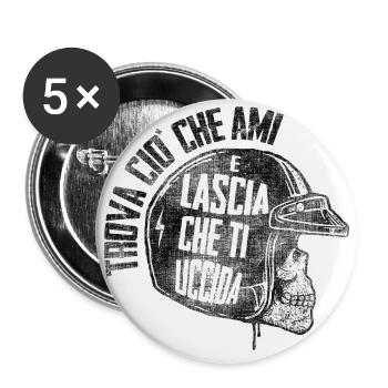 find motorcycle hooks skull motorcycle biker cafe racer - Buttons large 2.2''/56 mm (5-pack) - white - Front