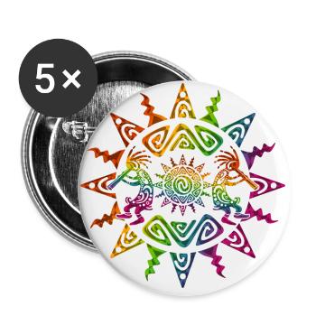 Kokopelli Duo - Sun Ornaments 2 - Buttons large 2.2''/56 mm (5-pack) - white - Front