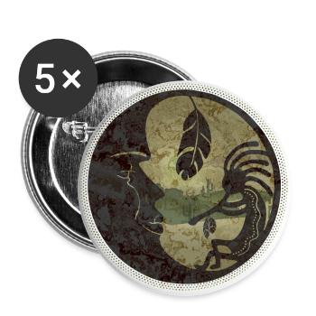 Kokopelli joue pour la plume de lune 2 - Lot de 5 grands badges (56 mm) - blanc - Devant