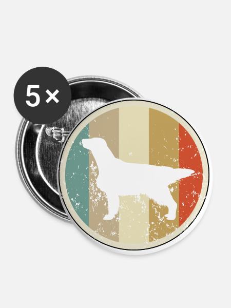 Flat Coated Retriever - Buttons groß 56 mm (5er Pack) - Weiß