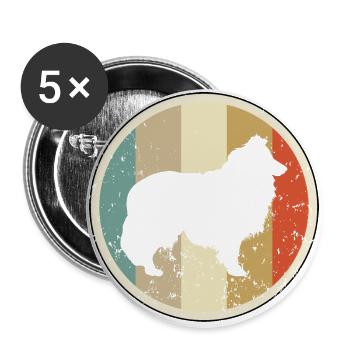 Shetland Sheepdog Sheltie - Buttons groß 56 mm (5er Pack) - Weiß - Vorne