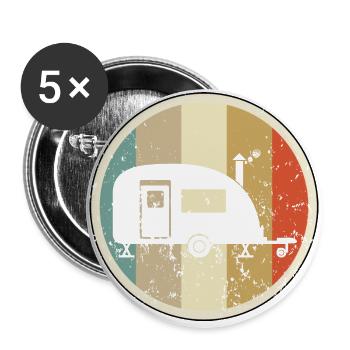 Wohnwagen Camping - Buttons groß 56 mm (5er Pack) - Weiß - Vorne