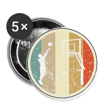 Basketballspieler Basketballer Basketball - Buttons groß 56 mm (5er Pack) - Weiß - Vorne