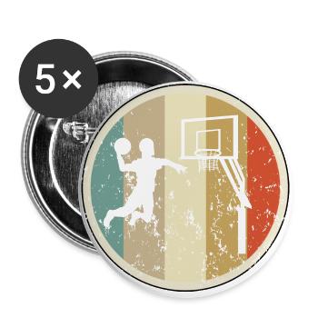 Basketballspieler Basketballer Basketball - Buttons groß 56 mm (5er Pack) - Weiß - Vorne
