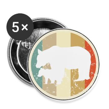 Grizzly Bär Braunbär Schwarzbär Eisbär - Buttons groß 56 mm (5er Pack) - Weiß - Vorne