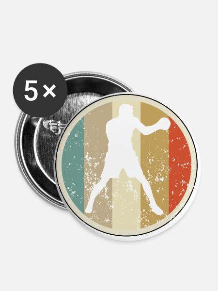 Boxer Boxen Boxsport - Buttons groß 56 mm (5er Pack) - Weiß