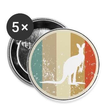 Känguru Australien - Buttons groß 56 mm (5er Pack) - Weiß - Vorne